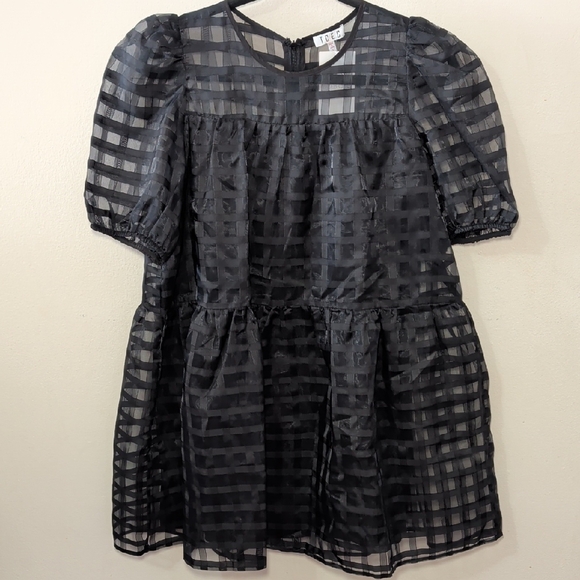 TCEC Dresses & Skirts - TCEC Mesh Gingham Mini Dress Black Goth Lightweight Party NEW Women's Size L